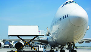 Cargo plane being loaded with goods